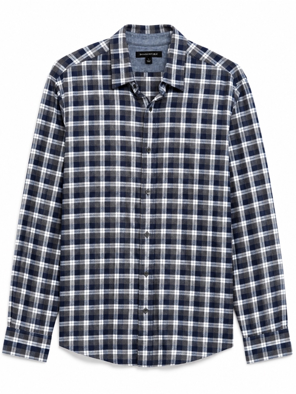 Banana Republic Men's Slim Fit Plaid Cotton Shirt Long Sleeve L